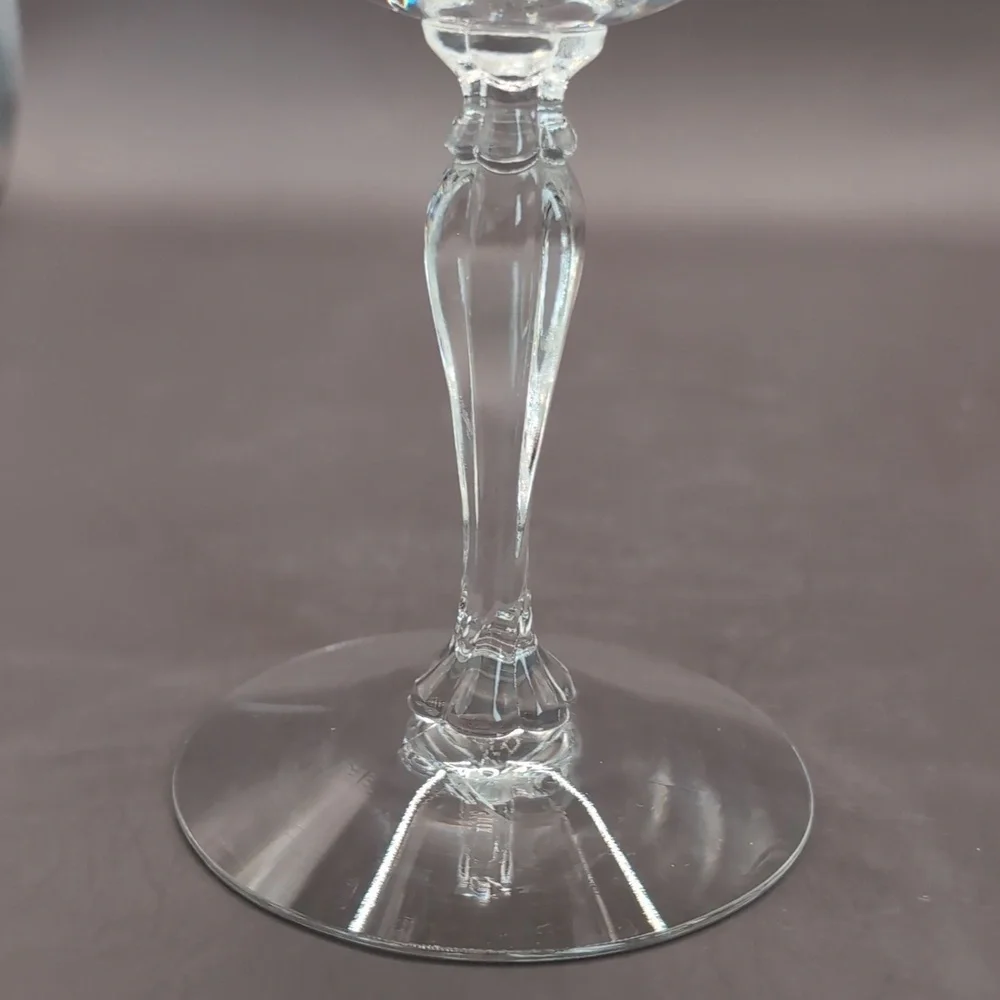 Six 6 Vintage Fostoria Florentine Etched Crystal Champagne Coupe Glasses 5.5